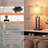 Seealle Bedroom Lamps for Night Stands - Touch Control, 3 Way Dimmable, USB C+A Charging, LED Bulbs, Easy Assembly