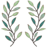 Zhengmy 2 Pieces Metal Tree Leaf Wall Decor Vine Olive Branch Leaf Wall Art Living Room, Hallway Wall Decor Outdoor Decoration(Gradient Green)