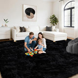 8x10 Area Rugs for Living Room: Soft Black Fluffy Rug Shag Washable Rug Plush Fuzzy Indoor Carpet for Bedroom Nursery Playroom Girls Boys Kids Room (Black, 8'x10')