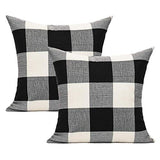 VAKADO Outdoor Farmhouse Buffalo Plaids Throw Pillow Covers 18x18 Set of 2 Black White Decorative Classroom Front Porch Classic Decor Retro Boho Cushion Cases Fall Home Rustic Check for Couch Patio