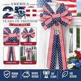 4th of July 250th Anniversary Ribbon Bow Set,Red White Blue Patriotic Decorations for Front Door Wreath Indoor Home Decor