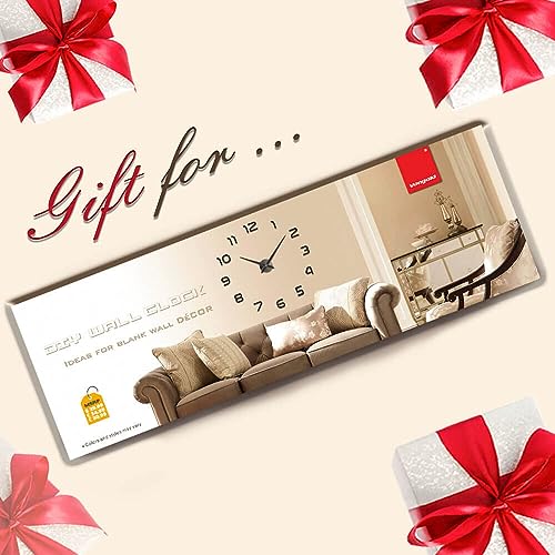 VANGOLD Large Wall Clock DIY Wall Decorations 3D Sticker Frameless Clock for Home Living Room Bedroom Office Decor