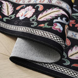 Rugcomf Area Rug 5x7 for Living Room Floral Washable, Vibrant Black