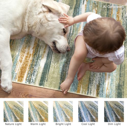 Abstract Washable Runners for Hallway 2.6x12 Runner Rug Non Slip