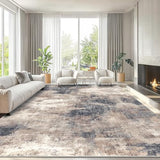 AMADA Washable 8'x10' Abstract Area Rug for Living Room Brown
