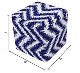 Chevron Hand Woven Pouf, 18-Inch by 18-Inch by 18-Inch, Indigo/Ivory