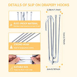 60PCS Stainless Steel Drapery Hook and Pin for Pleated Drapes 4 Prongs Pinch Pleat Clips Traverse Pleater 4 End Curtain Hangers for Window Door Bathroom Curtain