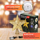 IPOW LED Snowflake Projector Star Christmas Tree Topper, 11.3'' Golden Glittered Star Treetop Lighted Rotating Snow Flake for Christmas Tree Decoration, Ideal as LED Night Light Projector for Children