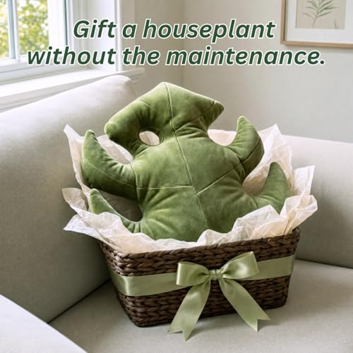 Green Philosophy Co. Monstera Leaf™ Pillow - Mossy Earth - Large Soft Plant-Shaped Plush Cushion for Couch, Bed, or Reading Nook - Cute & Unique Nature-Inspired Decor Throw Pillow