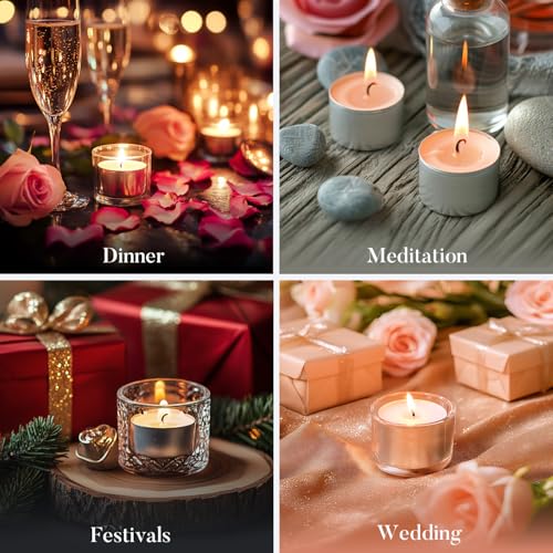 Tea Candles 100 Pack - 8 Hour Burn Time,Unscented Tea Lights Candles for Shabbat, Weddings, Christmas Lights, Home Decor