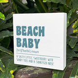 Beach Nursery Room Wooden Box Sign, A Salty Little Sweetheart, Inspirational Nursery Bedroom Desk Decor, Motivational Kids Room Nursery Decoration, Nursery Baby Shower Gifts for Newborn Baby Boys
