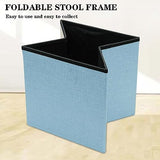 Foldable Upholstered Pouf Storage Ottoman Small Stool for Living Room Footrest with Container Cozy Bench for Sofa Bedroom Home Decor (H 48x30x30cm)