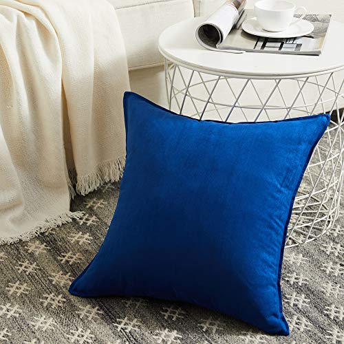 Fancy Homi 2 Packs Premium Faux Suede Decorative Throw Pillow Covers, Super Soft Square Pillow Case,Solid Cushion Cover for Couch/Sofa/Bedroom (18" x 18", Set of 2, Blue)