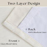 90 Inch Pinch Pleated Linen Blackout Curtains 2 Panels for Living Room Cream Natural 100% Black Out Curtains 90 Inches Long Pinch Pleat Dual Layer Drapes Birch Ivory Drapes for Dining Bedroom Office