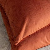 Set of 2 Comfortable Velvet Throw Pillow Cases Decorative Solid Cushion Covers for Sofa Couch and Bed - 16"x16", Rust