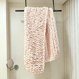 Chunky Knit Blanket Throw 40"×40", Chenille Throw Blankets, Handmade Warm & Cozy Blanket Couch Bed Home Decor, Soft Breathable Fleece Banket, Christmas for Couch Bed Sofa Best Gift (Pink)