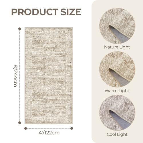 4x8 Rug Non Slip,Washable Hallway Runner Rug,Brown