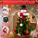 Christmas Tree Topper with Snowflake Projector Light, Holiday Hat Decor for Xmas & New Year, White