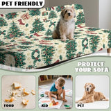 Christmas Tree Futon Cover Armless Stretch Sofa Slipcover Washable Elastic Armless Couch Furniture Protector for Bedroom Living Room Home Decor Green