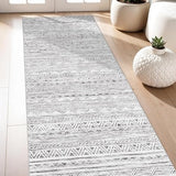 3x7 Runner Rug Washable Moroccan: Non Slip Hallway Floor Mat Grey