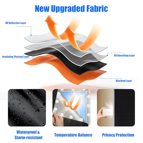 Alikiai Blackout Blinds 157" x 57", 100% Blackout Curtains for Window, 420D No Drill Portable Black Out Shades Film for Bedroom, Nursery Black Out Blinds for Baby Temporary, 12 Hook and Loop Tapes