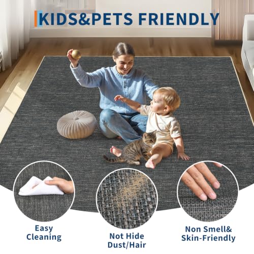 GarveeHome Washable Bedroom 4x6 Rug Modern Solid Easy Jute Area Rugs