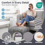 Tiita Square Corduroy Pouf Ottoman, Foot Rest Stool with Hybrid Foam Fill