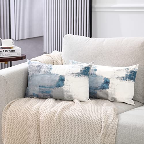Throw Pillow Covers for Couch, 20x12 Inch, 2 Pack, Grey Blue