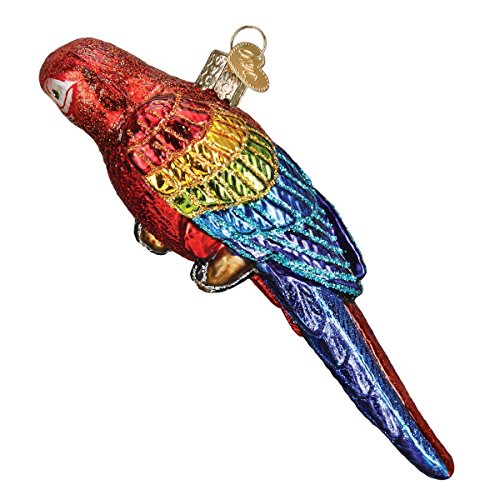 Old World Christmas Tropical Parrot Glass Blown Ornament for Christmas Tree, Handcrafted Holiday Decoration, Parrot Collection