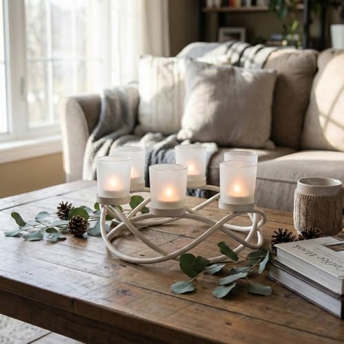 Tealight Candle Holder Centerpieces for Wedding Decor, White