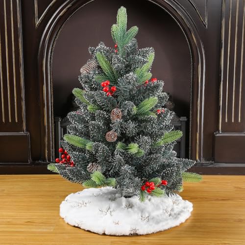 18 Inch Gold Snowflake Sequin Christmas Tree Skirt for Mini Trees – Sparkling Small Xmas Tree Base Cover with Velcro Closure, Elegant Holiday Décor