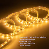20FT Warm White Rope Lights Outdoor, 12V IP65 Waterproof Led Rope Lights Indoor Cuttable, Flexible Led Strip Lights Cuttable Plug-in for Patio Deck Bedroom Kitchen Bedroom Christmas