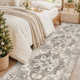 Hallway 3x9 Runner Rug: Non-Slip Washable Boho Kitchen Rugs Entryway Rug Runners Vintage Soft Low Pile Carpet Stain Resistant Floor Mat for Bedroom Bathroom Laundry(Beige/Brown/Grey, 3x9)