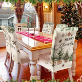 Ganeen 6 Pcs Christmas Chair Covers Merry Christmas Chair Back Cover Stretch Xmas Seat Protector Washable Xmas Dining Seat Protector Slipcover for Dining Room Kitchen Holiday Party (Pine Cone Style)