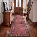 Tangsoo 2.6x12 Long Runner Rug for Hallway Non Slip,Washable Rust Red Rug