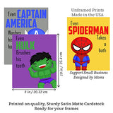Silly Goose Gifts Superhero Bathroom Character Themed Wall Art Print Decor - Bath Accessories Funny Rules Reminders Boys Restroom Movie Video Game Pictures (Set of 4)