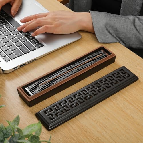 CEREMONY Incense Holder for Sticks, Ceramic Insence-Stick Holder Ash Catcher, Incense Holder Timkburner for Meditation Yoga Spa Room Incense Holder (Mesh-Brown)