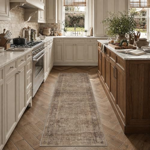 HelloTree 2.6x8 Vintage Washable Hallway Runner Rug, Non-Slip Floor Mat