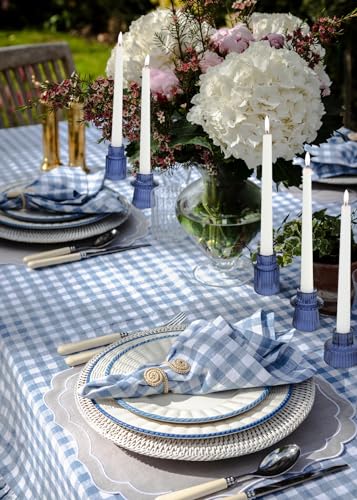 Vixdonos Glass Candlestick Holders Tealight Candle Holders for Table Centerpieces, Wedding Decor and Dinner Party (3 Pcs, Dark Blue)