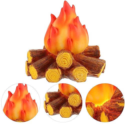 ABOOFAN Fake Campfire Lamp, Battery Operated 3D Flickering Flame Night Light for Warm Ambiance & Cozy Decor, for Bedrooms, Living Rooms, Halloween & Christmas Parties