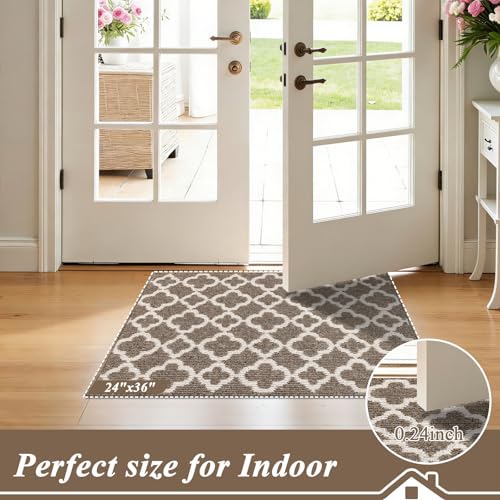 Runner Rug for Hallway 2×5feet Non Slip Kitchen Runners, Brown
