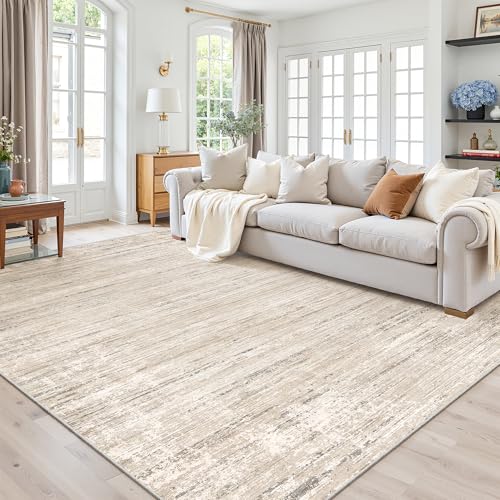5'x7' Area Rugs, Neutral Abstract Rug for Living Room Beige