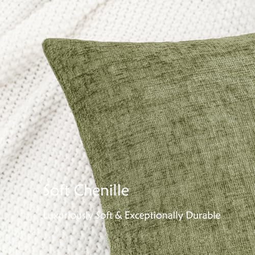 HWY 50 Throw Pillow Cover 12x20 Inch Soft Chenille Sage Green Pack of 2