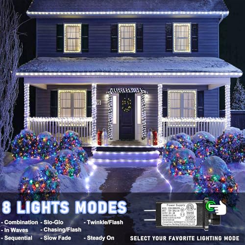 66FT 200 LED Rope Lights for Outside, Plug in Rope Lights Outdoor Waterproof with 8 Modes, Connectable Clear Tube Lights for Indoor Bedroom Garden Backyard Patio Pool Tree Decorations, Cool White