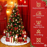 Christmas Tree Skirt 36 Inch, Holiday Part Decorations for Christmas Tree, Whit Plush Gold Sequin Snowflake Tree Shirt for Xmas