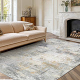 6x9 Area Rug Living Room, Modern Abstract Washable Indoor Carpet Beige