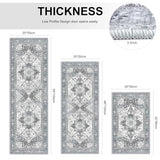 Washable Kitchen Runner Rugs Set of 3 with Non Slip Rubber Backing