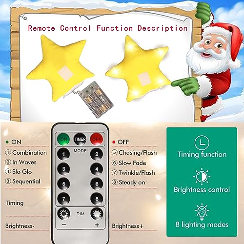 Christmas Tree Topper Gnomes Decorations,22 Inch Handmade with Lighted Star | Gnome Tree Topper Remote Control Lighted Star Lighted Multi-use Xmas Ornament for Home Wine Bottle, Curtain, handrail