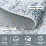 10x12 Washable Area Rug for Living Room Bedroom: Non-Slip Modern Blue Grey