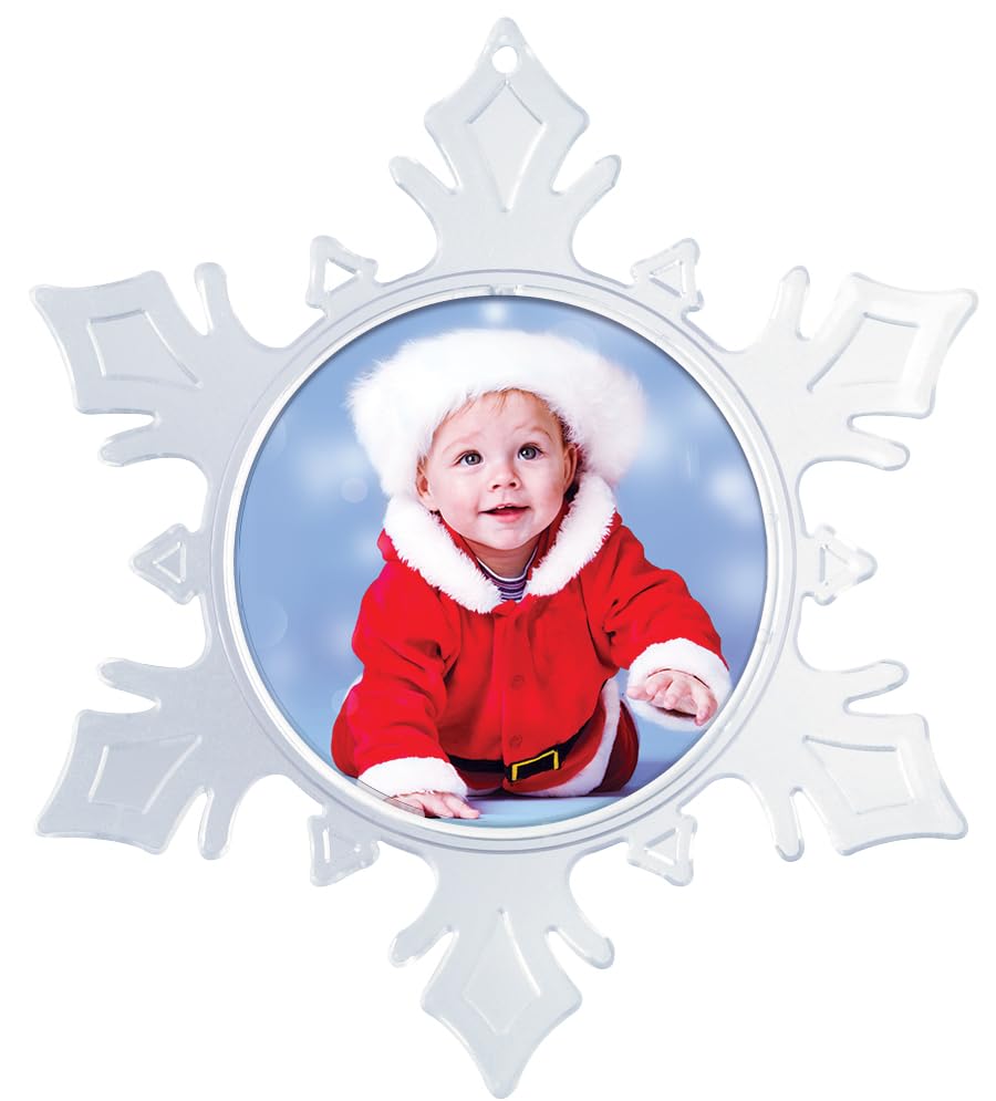 Snapins Make Your Own Acrylic Craft Photo Snowflake Ornaments - Pack of 12